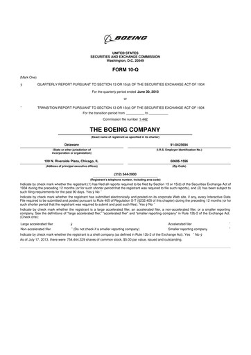 Miniature Boeing 10-Q Rapport trimestriel 2013 