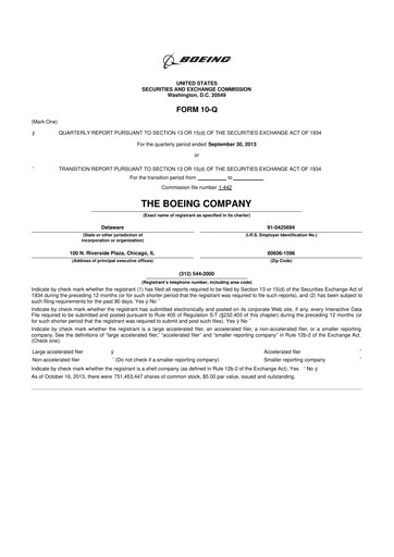 Miniature Boeing 10-Q Rapport trimestriel 2013 