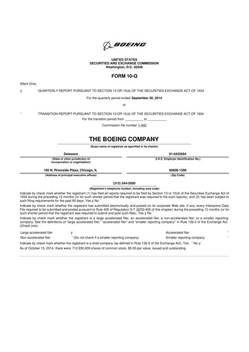 Miniature Boeing 10-Q Rapport trimestriel 2014 