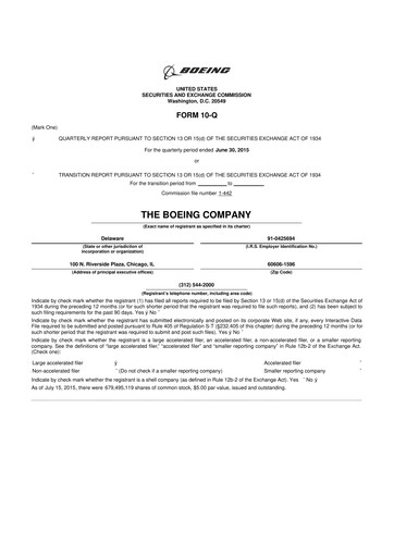 Miniature Boeing 10-Q Rapport trimestriel 2015 
