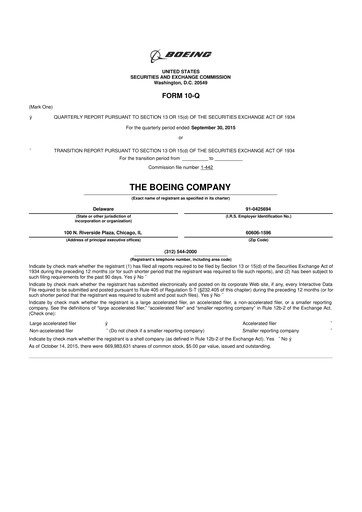 Miniature Boeing 10-Q Rapport trimestriel 2015 