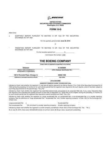 Miniature Boeing 10-Q Rapport trimestriel 2016 