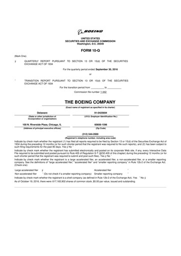 Miniature Boeing 10-Q Rapport trimestriel 2016 