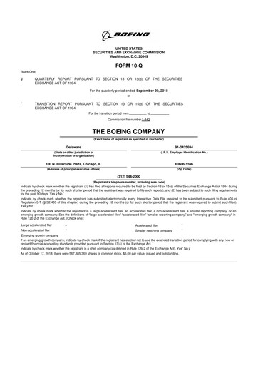 Miniature Boeing 10-Q Rapport trimestriel 2018 
