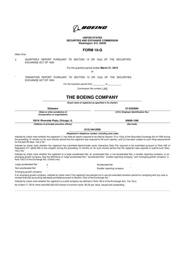 Miniature Boeing 10-Q Rapport trimestriel 2019 