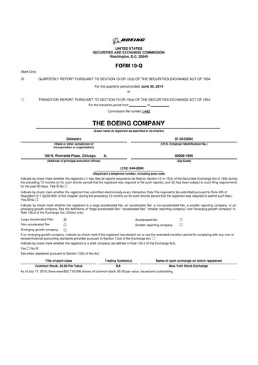 Miniature Boeing 10-Q Rapport trimestriel 2019 