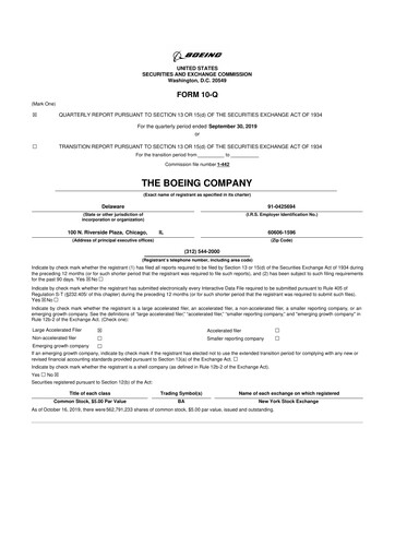 Miniature Boeing 10-Q Rapport trimestriel 2019 