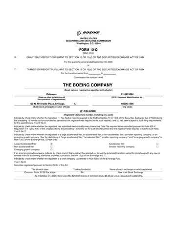 Miniature Boeing 10-Q Rapport trimestriel 2020 