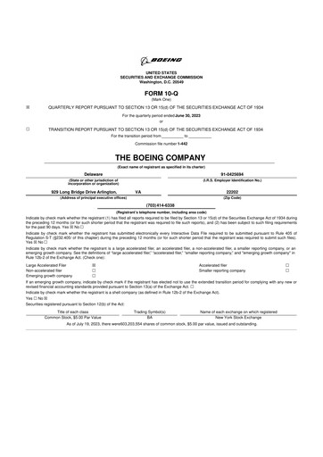 Miniature Boeing 10-Q Rapport trimestriel 2023 