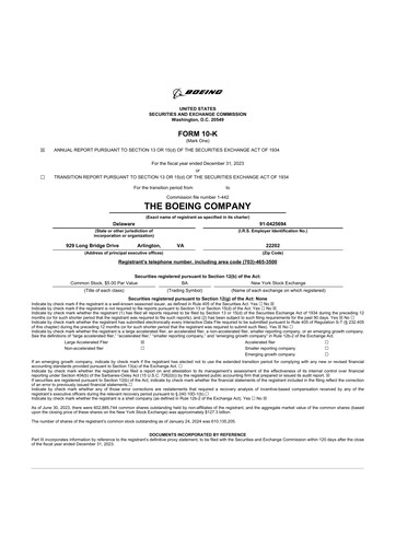 Thumbnail Boeing 10-K Annual Report 2023