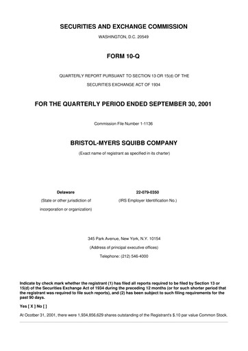 Thumbnail Bristol-Myers Squibb 10-Q Quarterly Report FY 