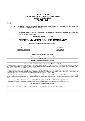 Thumbnail Bristol-Myers Squibb 10-Q Quarterly Report FY2013 