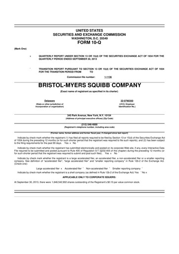 Thumbnail Bristol-Myers Squibb 10-Q Quarterly Report FY2013 