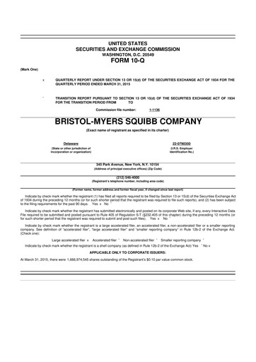 Thumbnail Bristol-Myers Squibb 10-Q Quarterly Report FY2015 