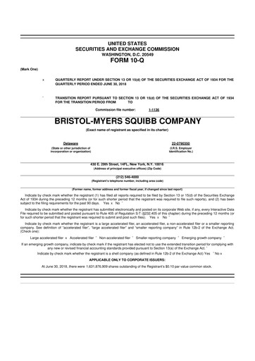 Thumbnail Bristol-Myers Squibb 10-Q Quarterly Report FY2018 