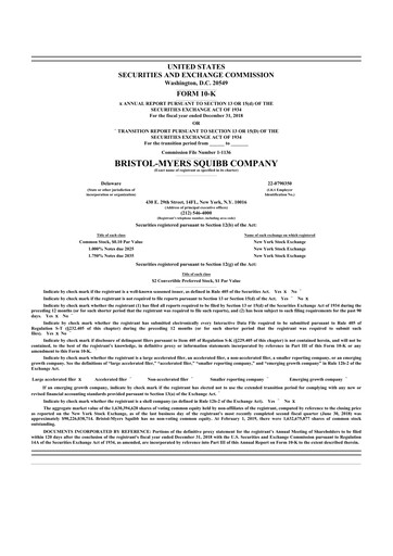 Miniature Bristol-Myers Squibb 10-K Rapport annuel 2018