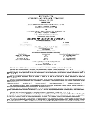 Miniature Bristol-Myers Squibb 10-K Rapport annuel 2020