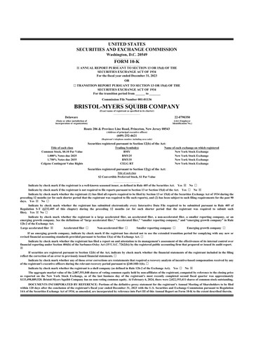 Miniature Bristol-Myers Squibb 10-K Rapport annuel 2023
