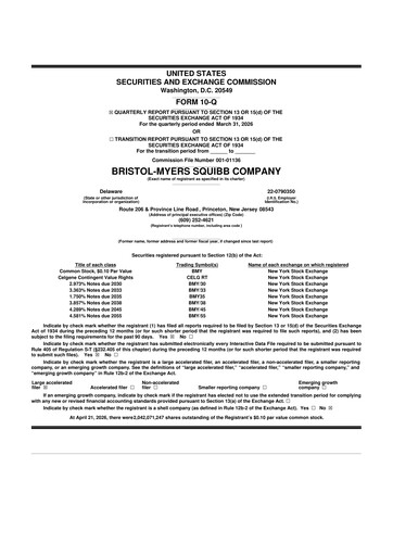 Vorschaubild Bristol-Myers Squibb 10-Q Quartalsbericht  