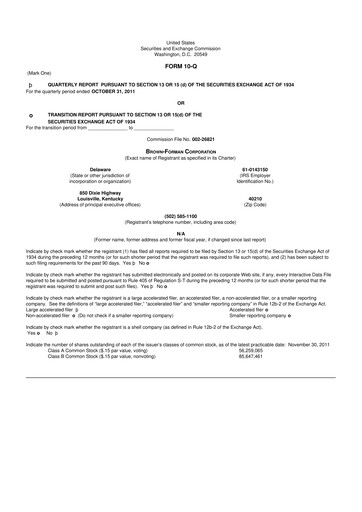 Thumbnail Brown Forman 10-Q Quarterly Report FY2012 