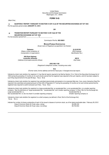 Thumbnail Brown Forman 10-Q Quarterly Report FY2012 