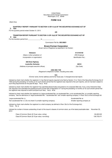 Thumbnail Brown Forman 10-Q Quarterly Report FY2014 