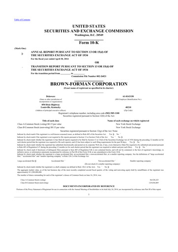 Thumbnail Brown Forman 10-K Annual Report 2014