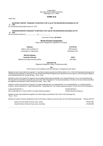 Thumbnail Brown Forman 10-Q Quarterly Report FY2017 