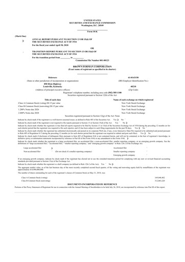 Thumbnail Brown Forman 10-K Annual Report 2018