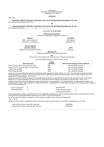 Thumbnail Brown Forman 10-Q Quarterly Report FY2020 
