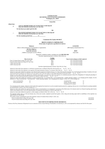 Thumbnail Brown Forman 10-K Annual Report 2021