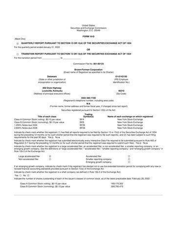 Thumbnail Brown Forman 10-Q Quarterly Report FY2022 