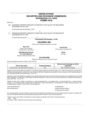 Thumbnail Caleres 10-Q Quarterly Report FY2019 