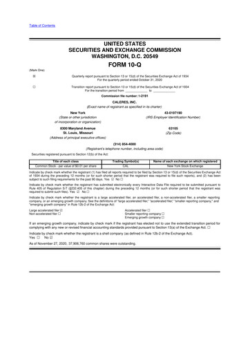 Thumbnail Caleres 10-Q Quarterly Report FY2020 