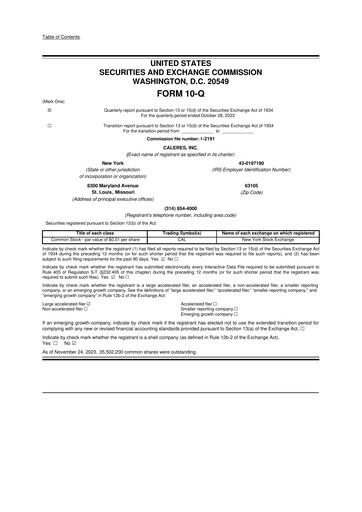 Thumbnail Caleres 10-Q Quarterly Report FY2023 