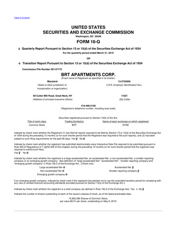 Thumbnail BRT Apartments 10-Q Quarterly Report FY 
