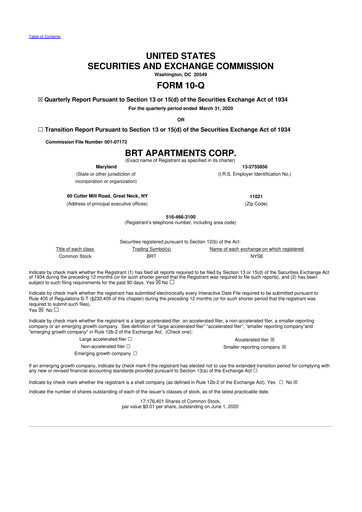 Thumbnail BRT Apartments 10-Q Quarterly Report FY 