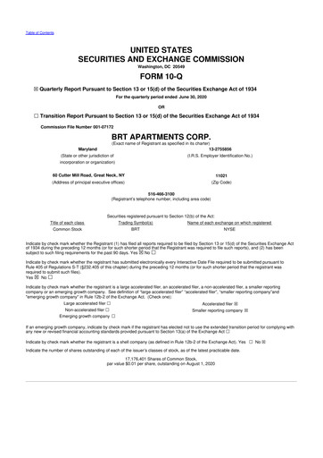 Thumbnail BRT Apartments 10-Q Quarterly Report FY 