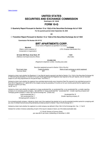 Thumbnail BRT Apartments 10-Q Quarterly Report FY 