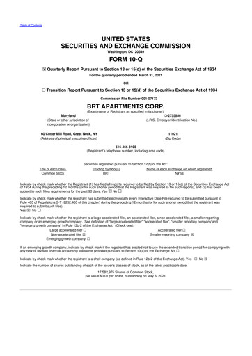 Thumbnail BRT Apartments 10-Q Quarterly Report FY 