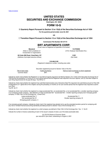 Thumbnail BRT Apartments 10-Q Quarterly Report FY 