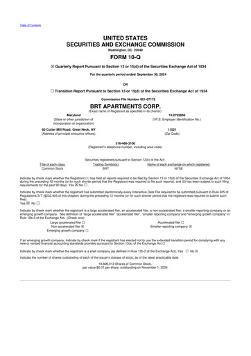 Thumbnail BRT Apartments 10-Q Quarterly Report FY 