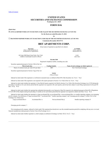 Thumbnail BRT Apartments 10-K Annual Report 2024