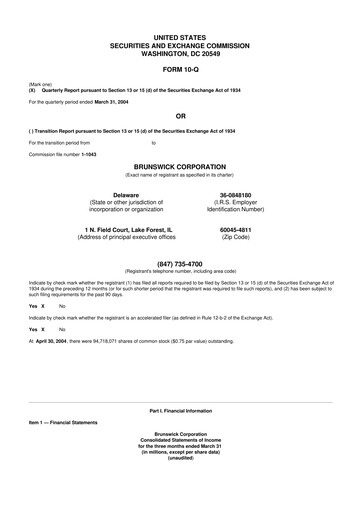 Thumbnail Brunswick Corporation 10-Q Quarterly Report FY 