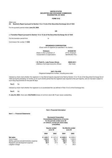 Thumbnail Brunswick Corporation 10-Q Quarterly Report FY 