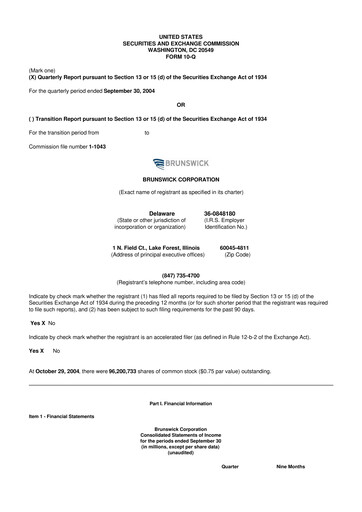 Thumbnail Brunswick Corporation 10-Q Quarterly Report FY 