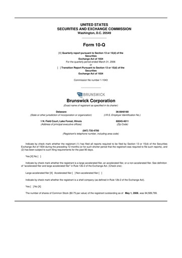 Thumbnail Brunswick Corporation 10-Q Quarterly Report FY 