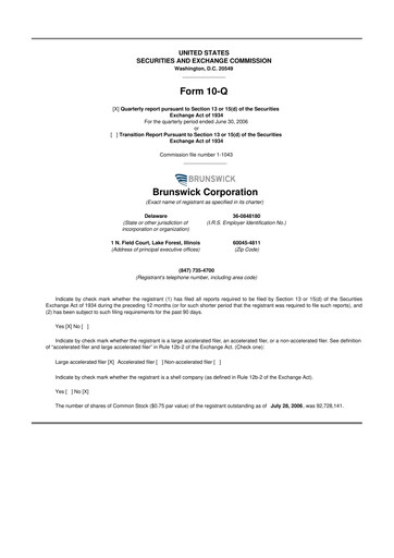 Thumbnail Brunswick Corporation 10-Q Quarterly Report FY 