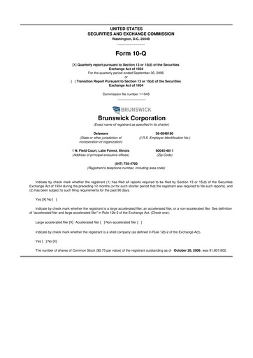 Thumbnail Brunswick Corporation 10-Q Quarterly Report FY 