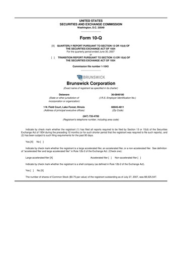 Vorschaubild Brunswick Corporation 10-Q Quartalsbericht  